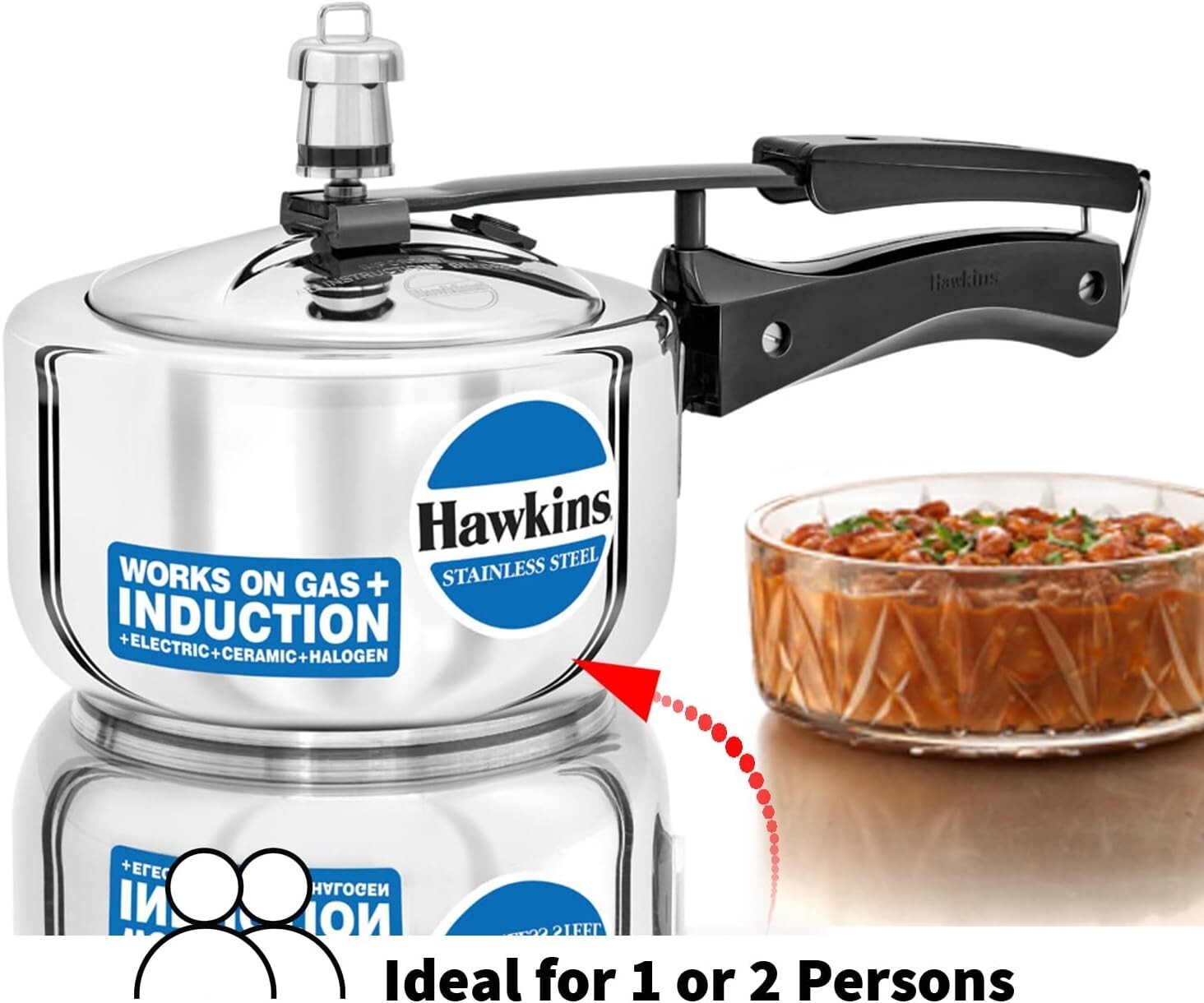 Hawkins Stainless Steel Pressure Cooker, 1.5 Litre Capacity  Free Shipping